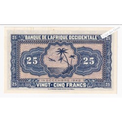Billet 25 Francs 14 décembre 1942 neuf* Afrique Occidentale , lartdesgents.fr