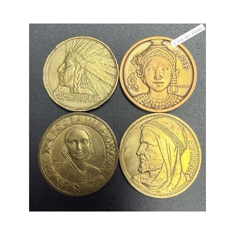 Jetons 1931 AMERIQUE, AFRIQUE, ASIE, OCEANIE- EXP. COLONIALE INTERNATIONALE 1931,  lartdesgents.fr