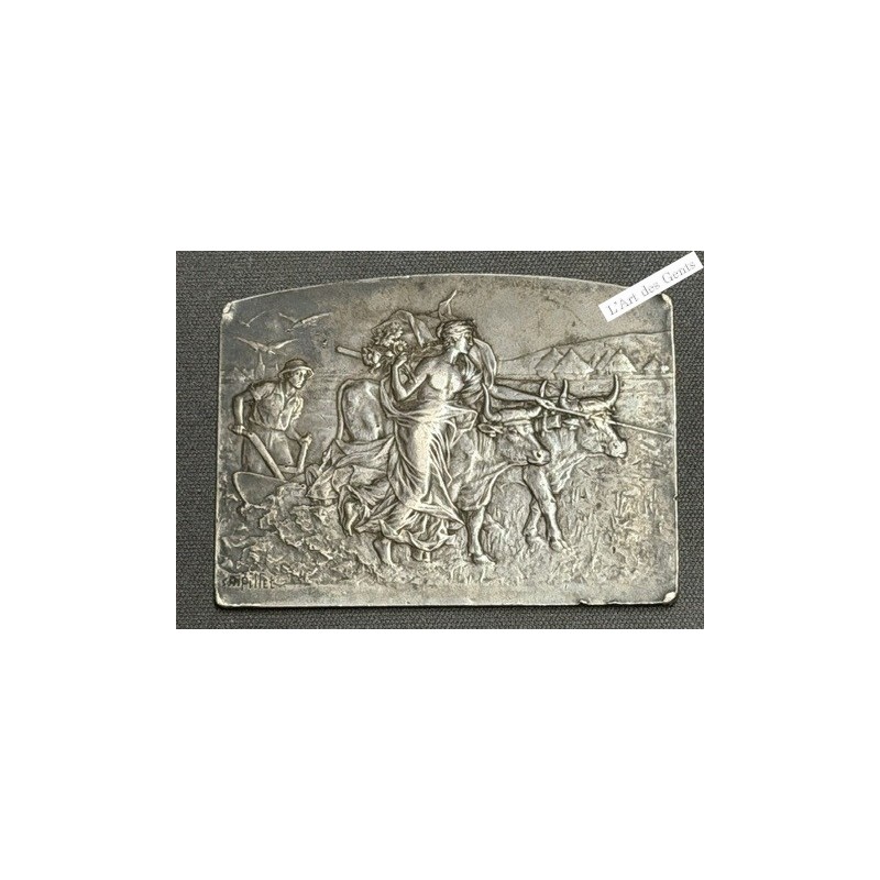 PLAQUE, en argent Concours petite culture BEL-ABBES 1914,  lartdesgents.fr