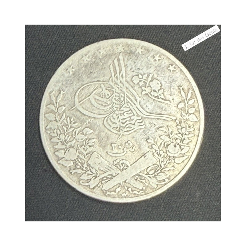 EGYPTE, 20 QIRSH Argent Abdul Hamid II an 10 AH 1293 1891 Misr, lartdesgents.fr