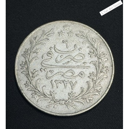 EGYPTE, 20 QIRSH Argent Muhammad V AH 1327 an 6 1914 Heaton, lartdesgents.fr