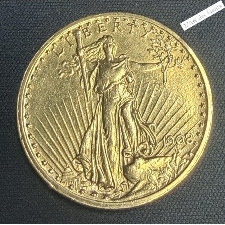 US, 20$ OR 1908 LIBERTY, lartdesgents.fr