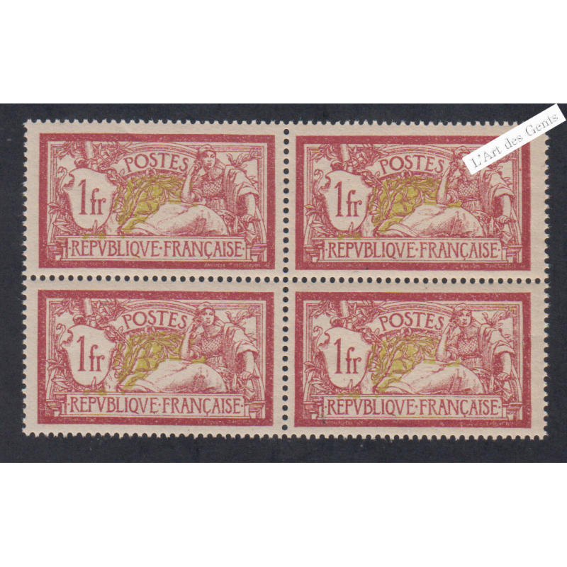 Bloc de 4 Timbres n°121f -GC-TBC - Merson - Neufs** - Signés - cote 600 Euros - lartdesgents.fr