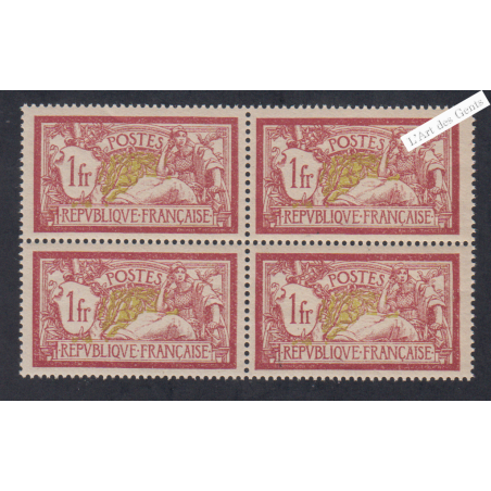 Bloc de 4 Timbres n°121f -GC-TBC - Merson - Neufs** - Signés - cote 600 Euros - lartdesgents.fr