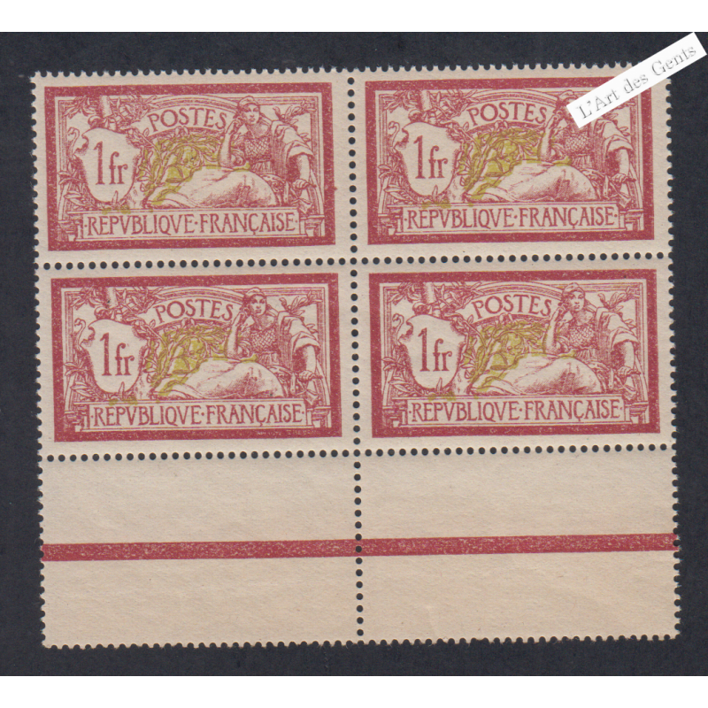 Bloc de 4 Timbres n°121f - GC- Merson - Neufs** - Signés - cote 1200 Euros - lartdesgents.fr