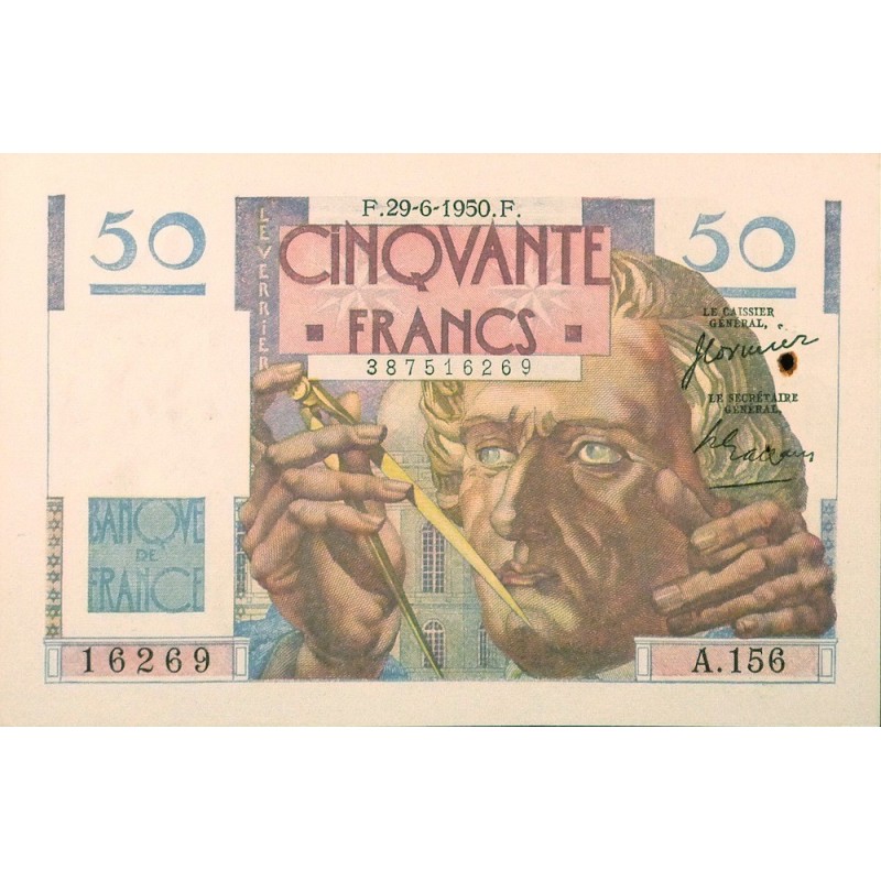 50 Francs Le Verrier 29-06-1950 SUP+  Fayette 20.15