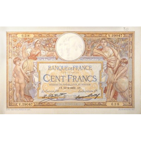 100 Francs Luc Olivier Merson 19-02-1931 SUP Fayette 24.10