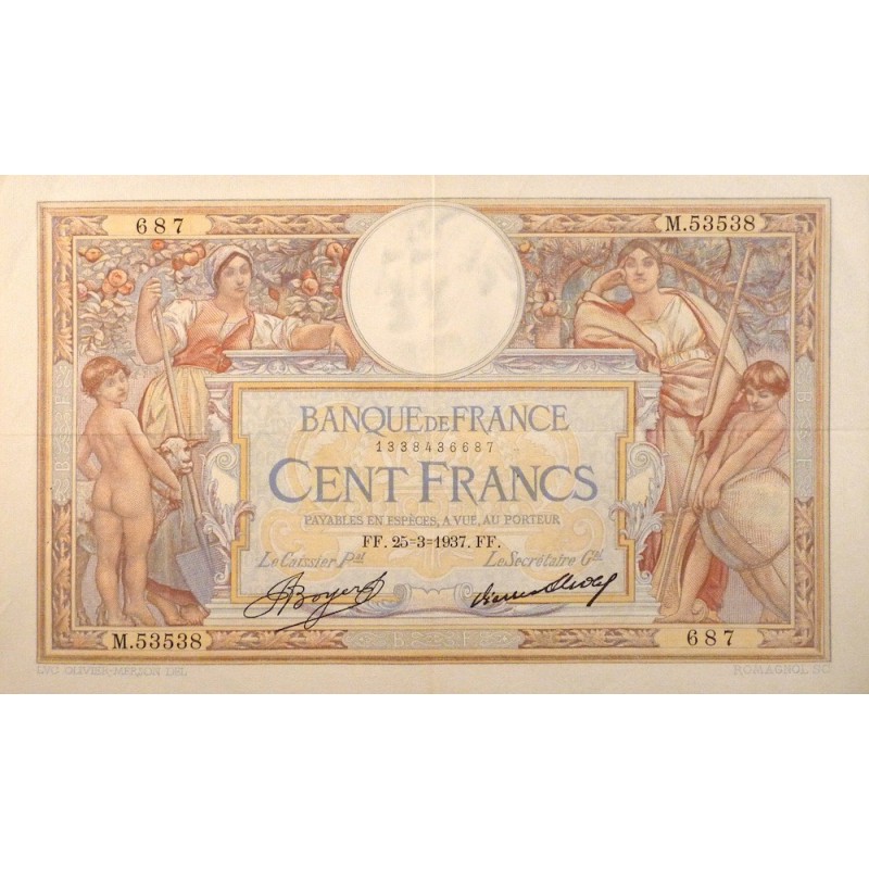 100 Francs Luc Olivier Merson 25-03-1937 SUP Fayette 24.16