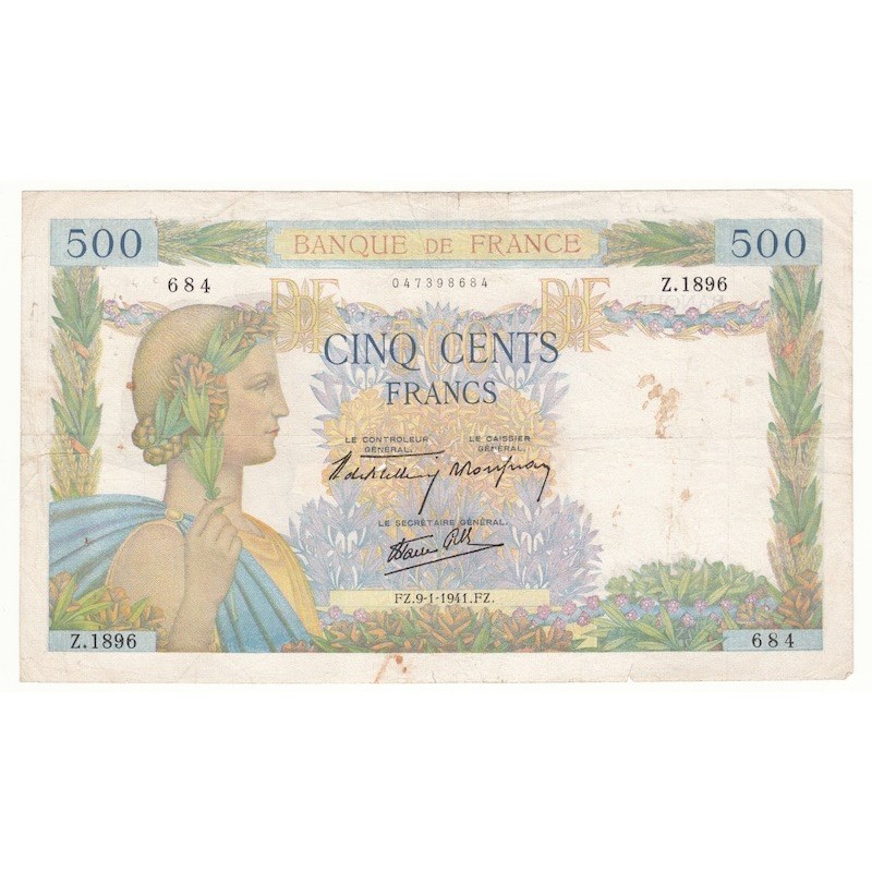 500 Francs La Paix 09/01/41 Fayette 32.12
