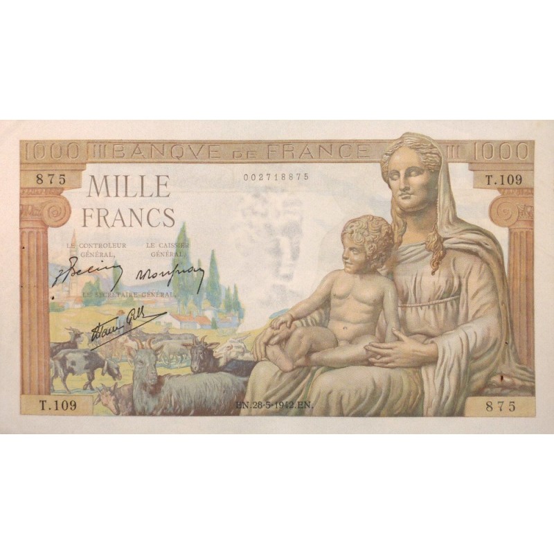 1000 Francs Déesse Déméter 28/05/42 SUP (1000F039)
