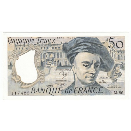 50 Francs Quentin De La Tour 1991 P/NEUF Coin corné