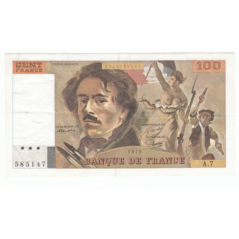 100 Francs Delacroix 1978  TTB+  Alph. A.7
