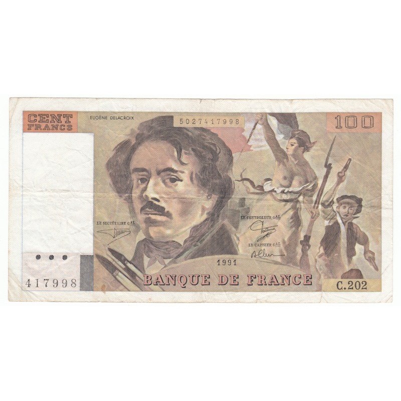 100 Francs Delacroix 1991 TB ALPH. C.202