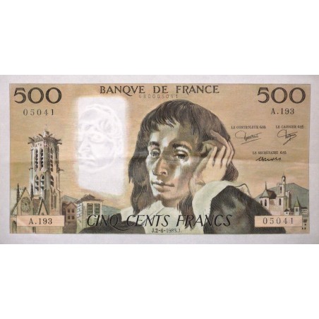500 Francs Pascal 02-06-1983 SUP+ Fayette 71.29