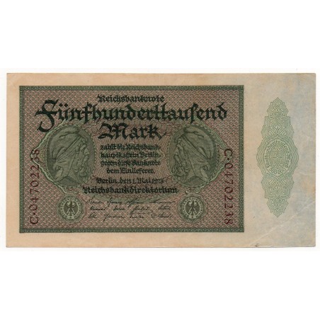 ALLEMAGNE 500.000 Mark 1 Mai 1923 TTB+  Ros 87