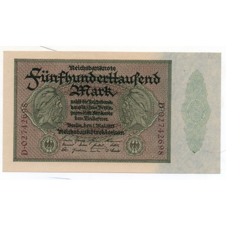 ALLEMAGNE 500.000 Mark 1 Mai 1923 SUP+  Ros 87