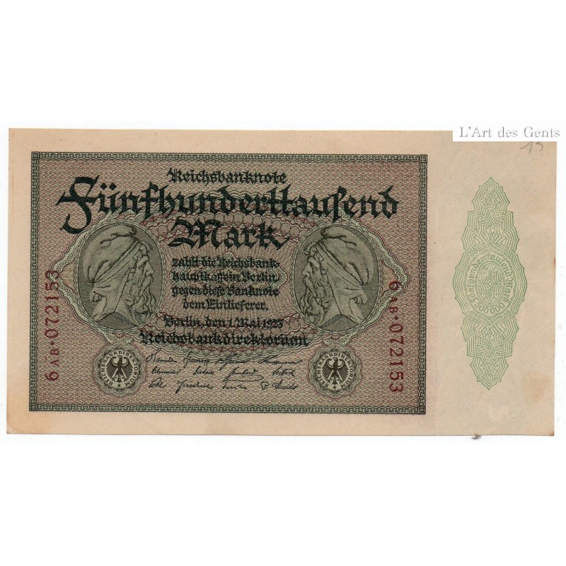 ALLEMAGNE 500.000 Mark 1 Mai 1923 NEUF Ros 87